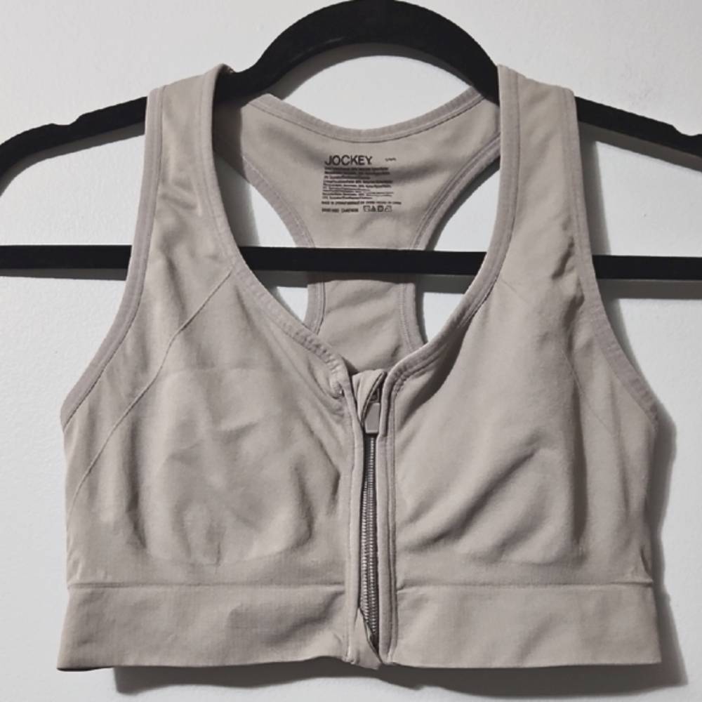 Jockey Women's Zip Front Sports Bra - Gray Size L